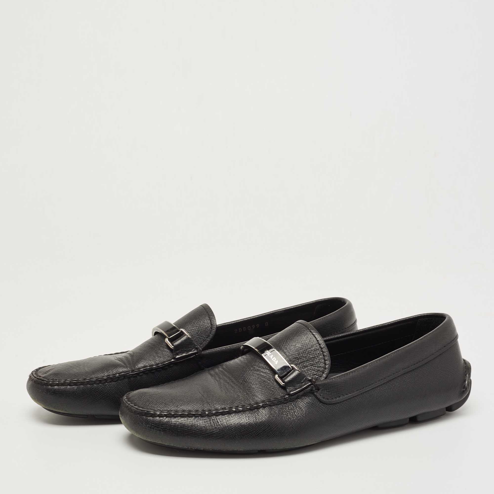 

Prada Black Leather Slip On Loafers Size