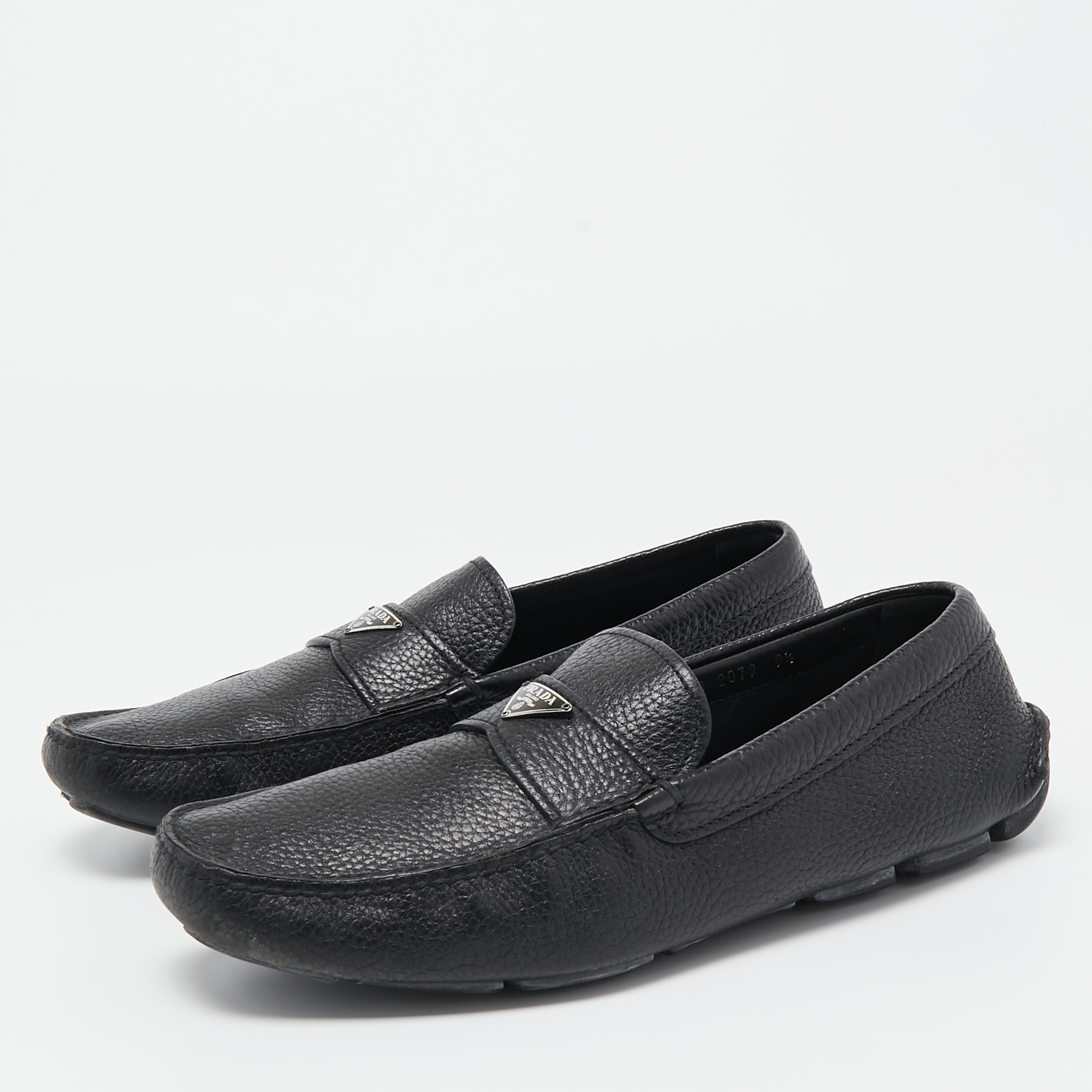 

Prada Black Leather Slip On Loafers Size