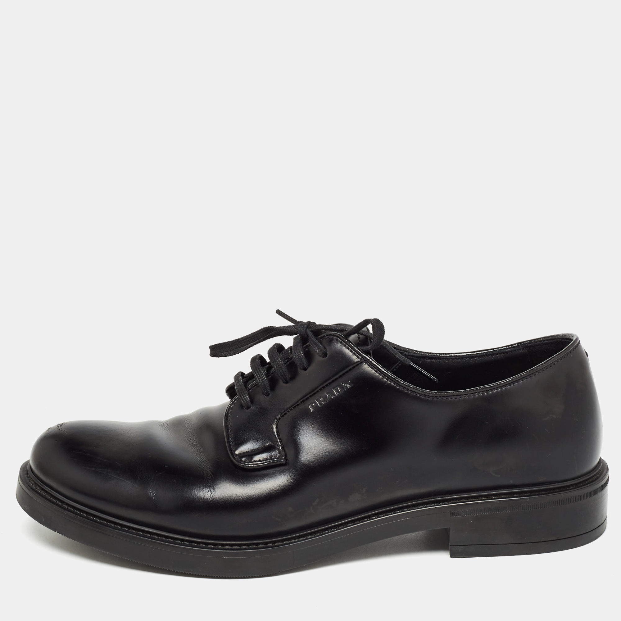 

Prada Black Leather Lace Up Derby Size