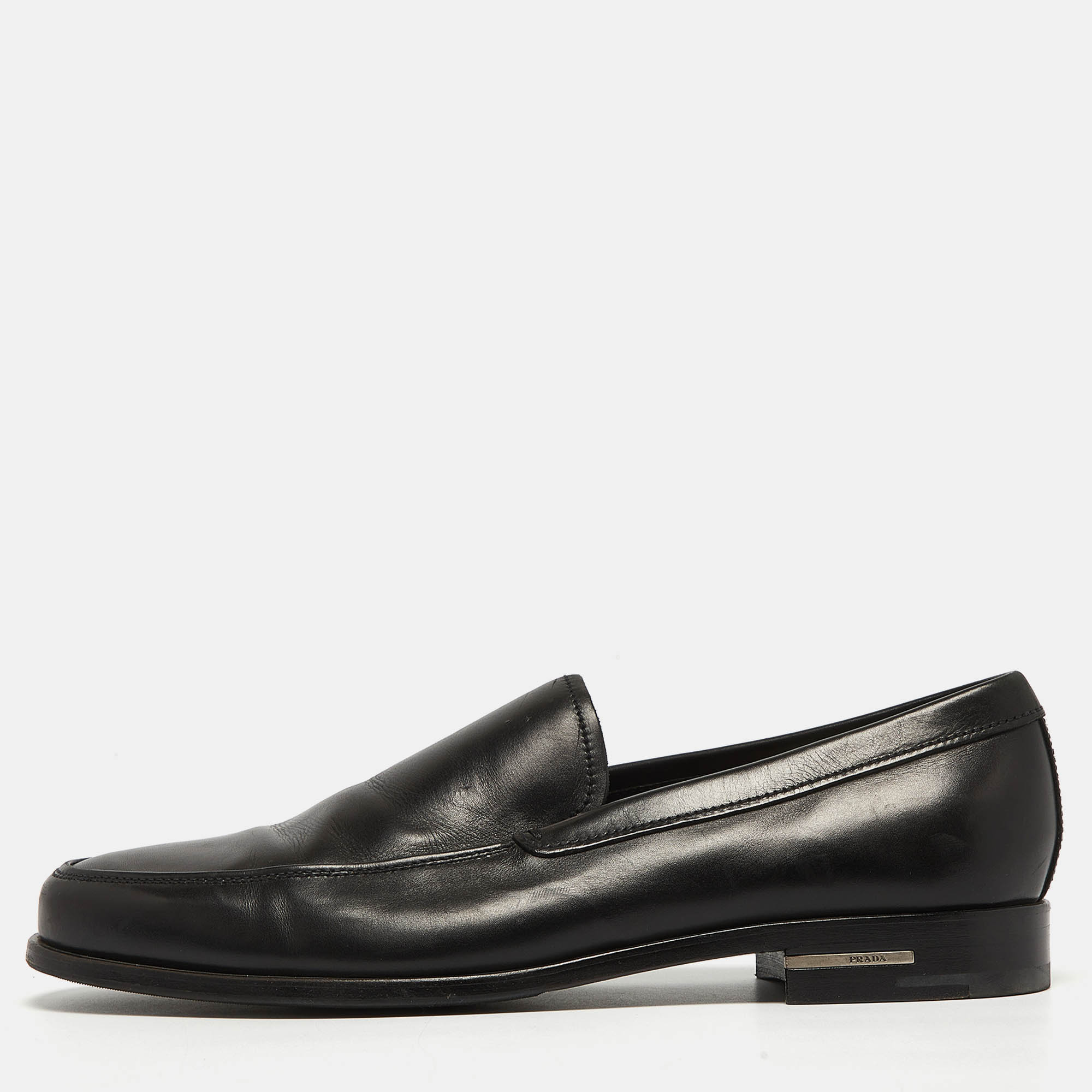 

Prada Black Leather Slip On Loafers Size 41