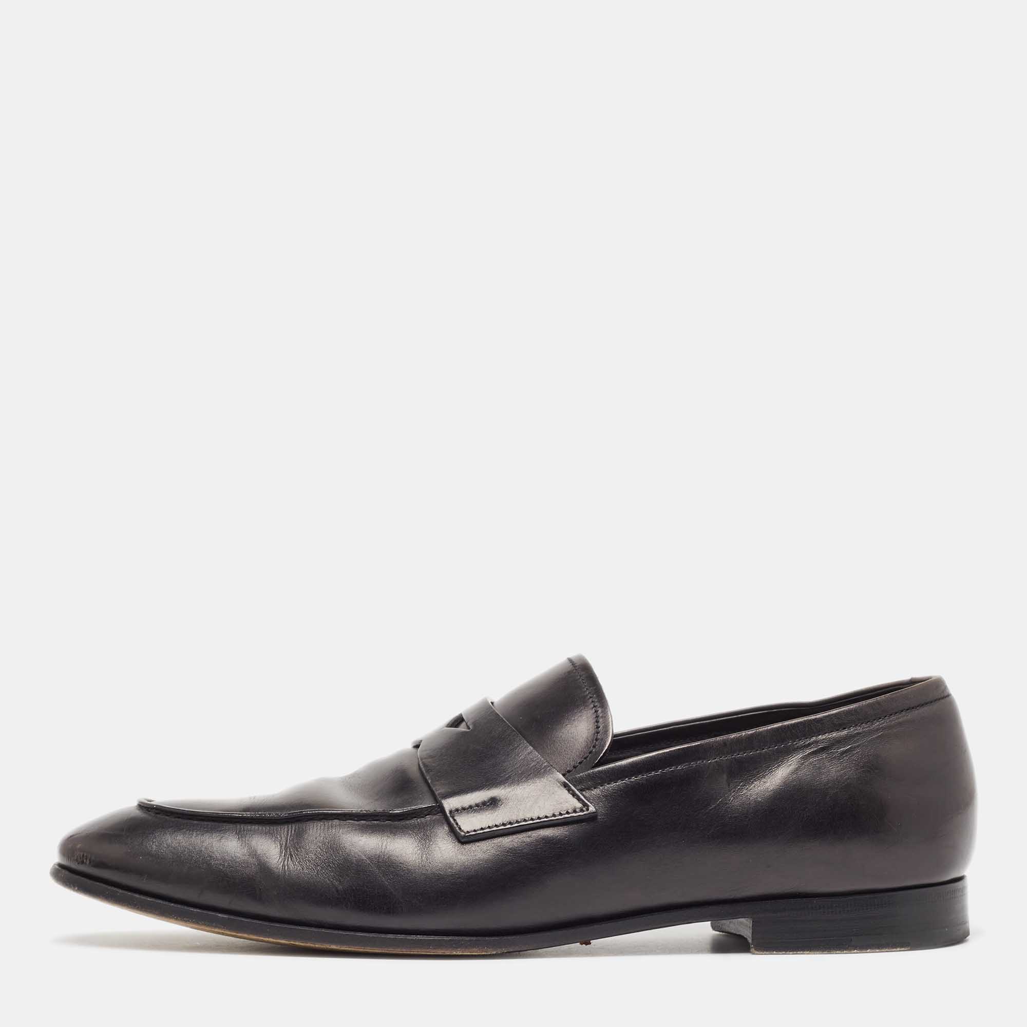 

Prada Black Leather Slip On Loafers Size 44