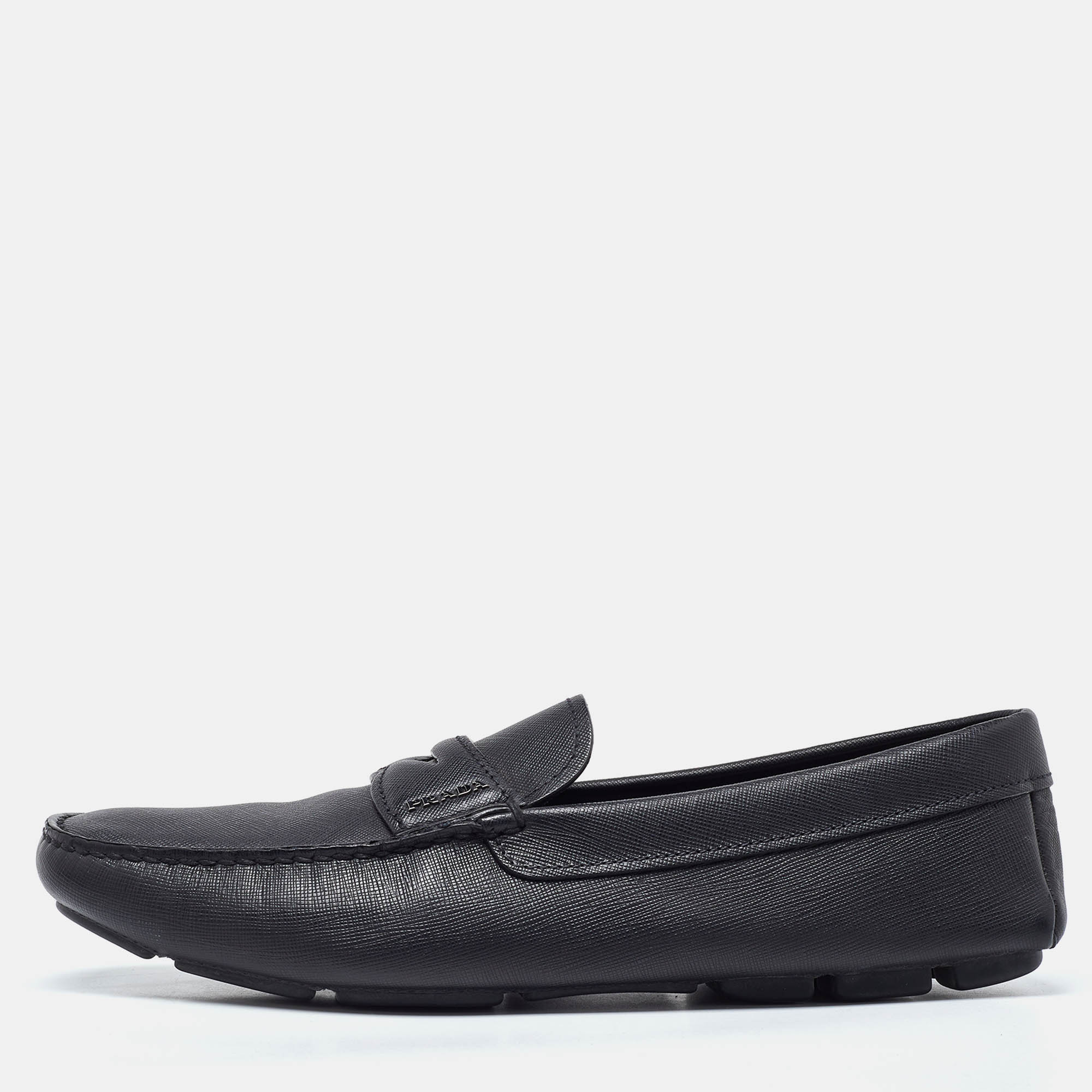 

Prada Black Leather Slip On Loafers Size 43.5