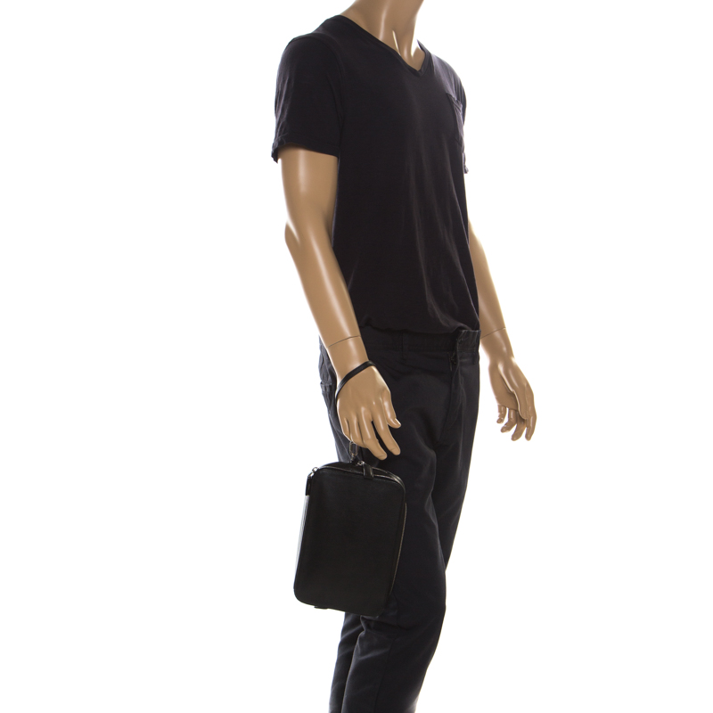Prada Black Leather Travel Clutch