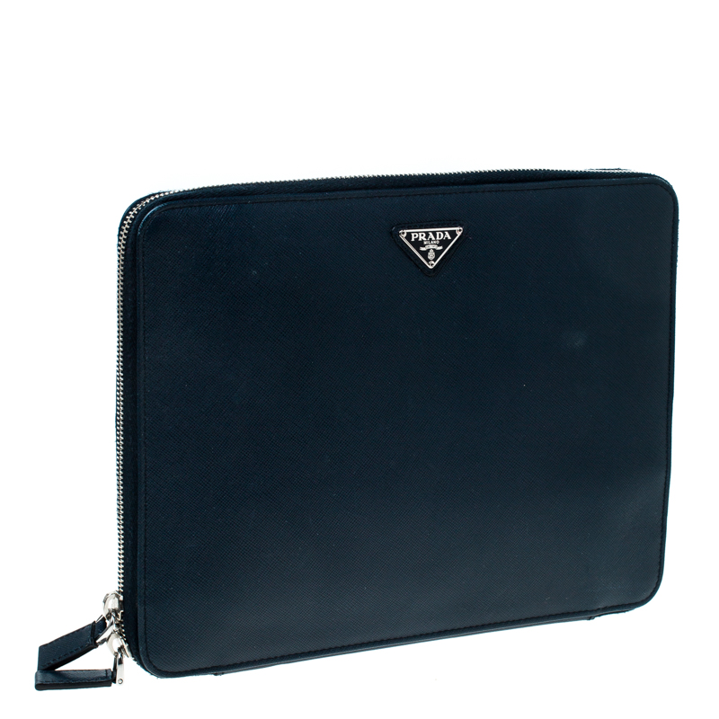 Prada Navy Blue Saffiano Leather Document Holder Prada TLC