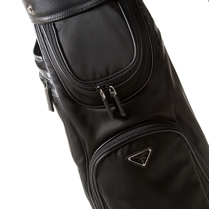 Prada Black Tessuto and Saffiano Leather Golf Bag For Sale at 1stDibs