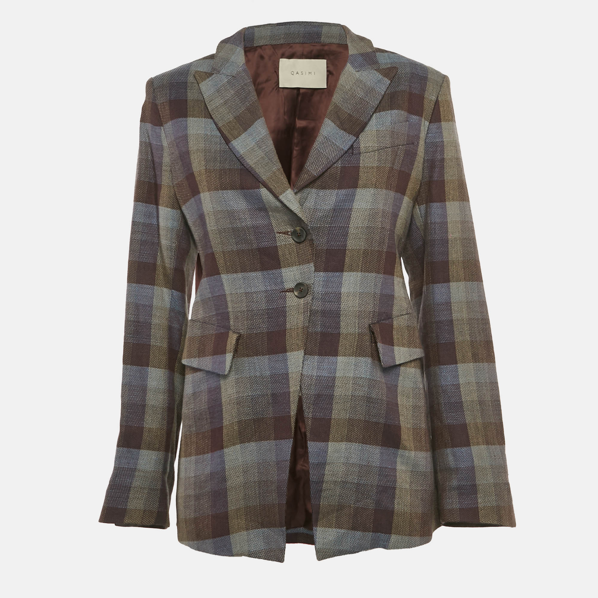 

Qasimi Multicolor Plaid Wool Blend Single Breasted Blazer L