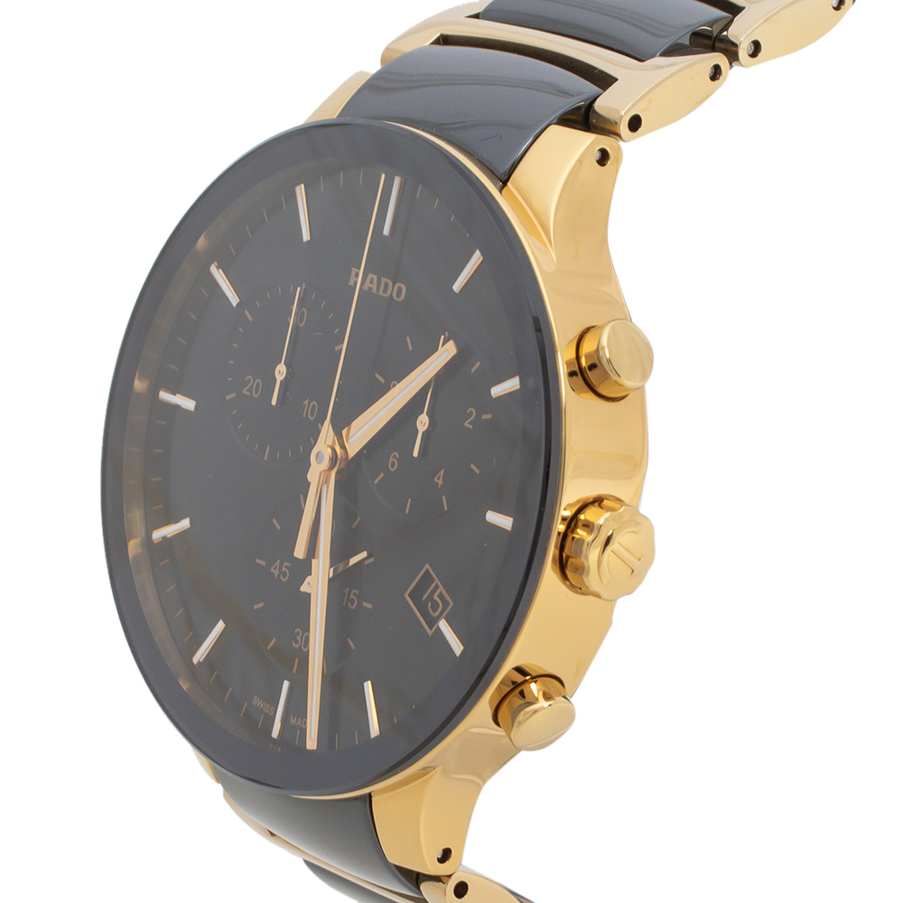 

Rado Black Ceramic Gold Tone Stainless Steel Centrix R30134162 Men's Wristwatch