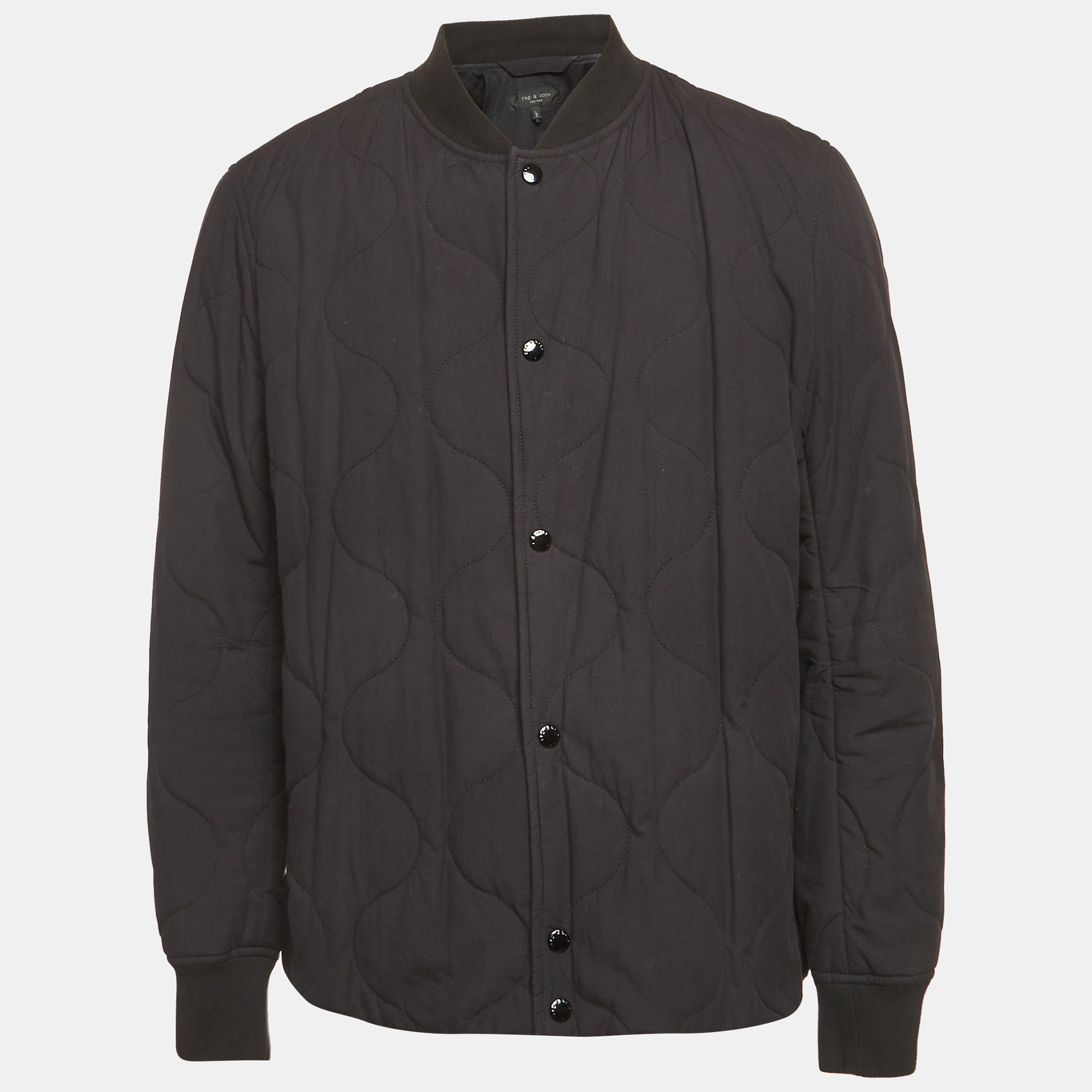 

Rag & Bone Black Cotton Quilted Bomber Jacket L