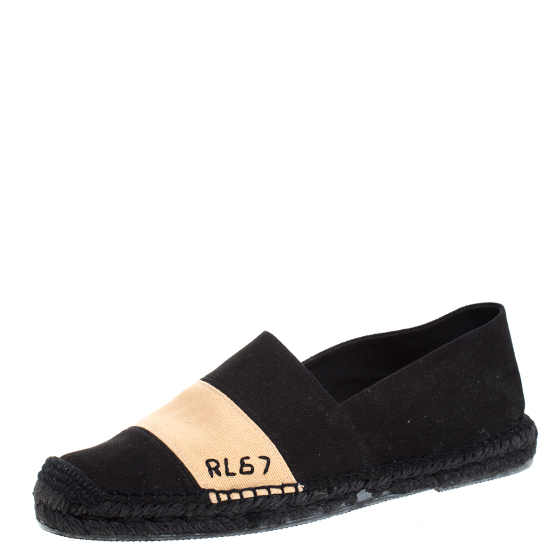 Pre Owned Ralph Lauren Bicolor Canvas RL67 Striped Espadrille Flat Loafer Size 42