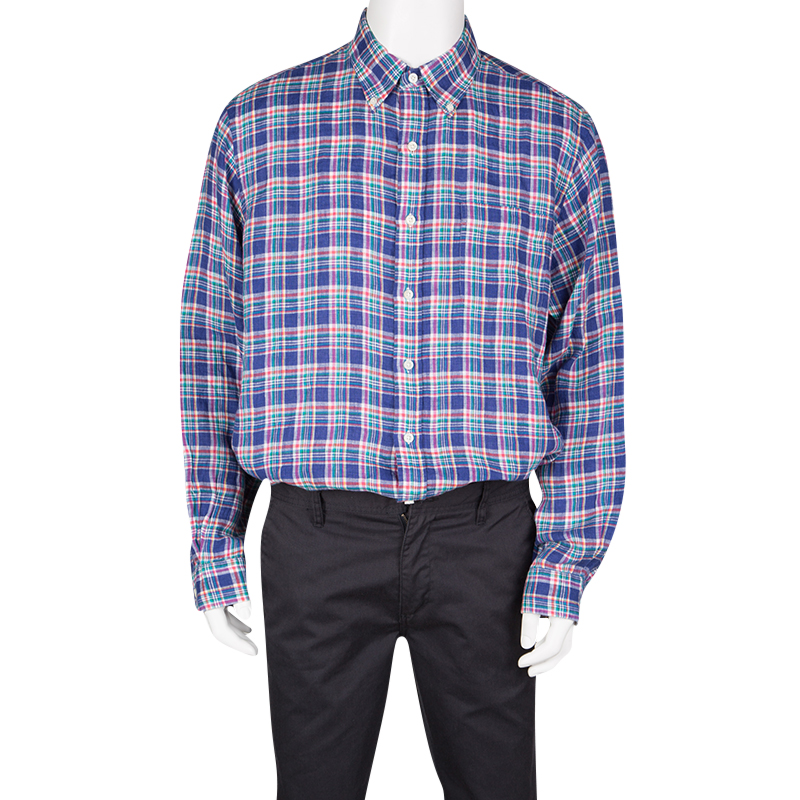 

Ralph Lauren Multicolor Checked Long Sleeve Sea Soft Linen Shirt
