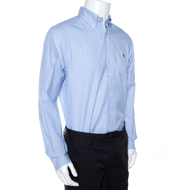 

Ralph Lauren Light Blue Striped Cotton Button Down Shirt