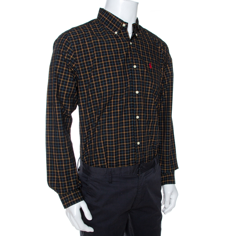 

Ralph Lauren Black Plaid Check Cotton Custom Fit Shirt