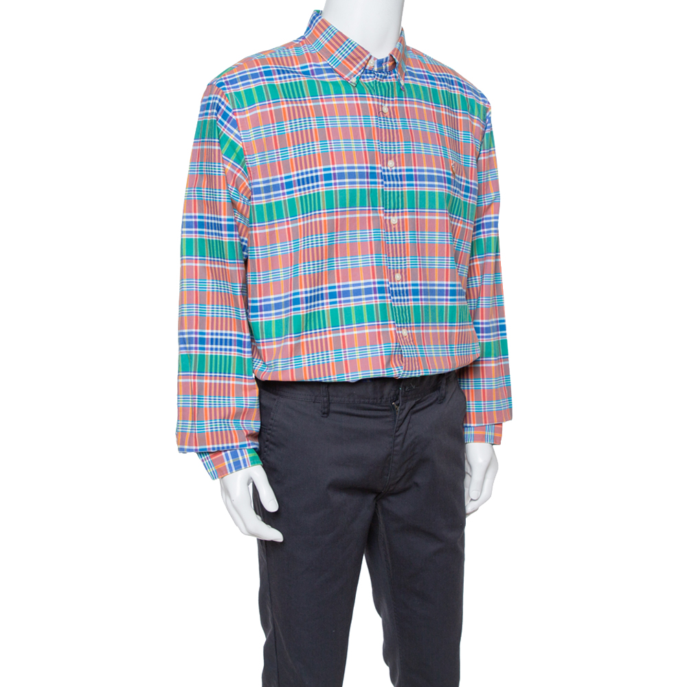 

Ralph Lauren Multicolor Cotton Oxford Madras Plaid Slim Fit Shirt