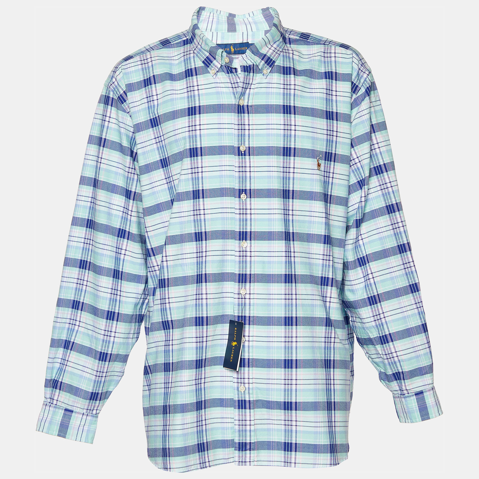 

Ralph Lauren Blue Checkered Cotton Button Front Shirt 3XB/3XL