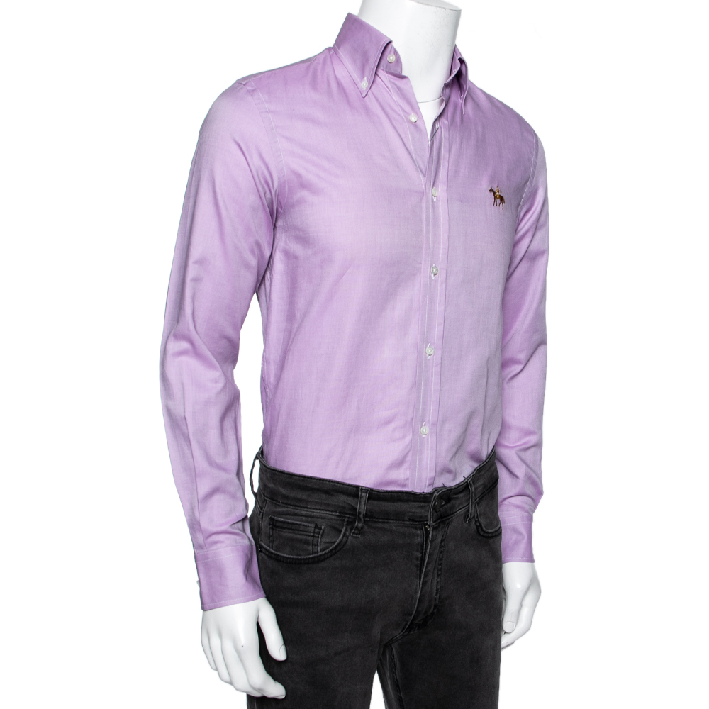 

Ralph Lauren Lavender Cotton Logo Embroidered Button Down Shirt, Purple
