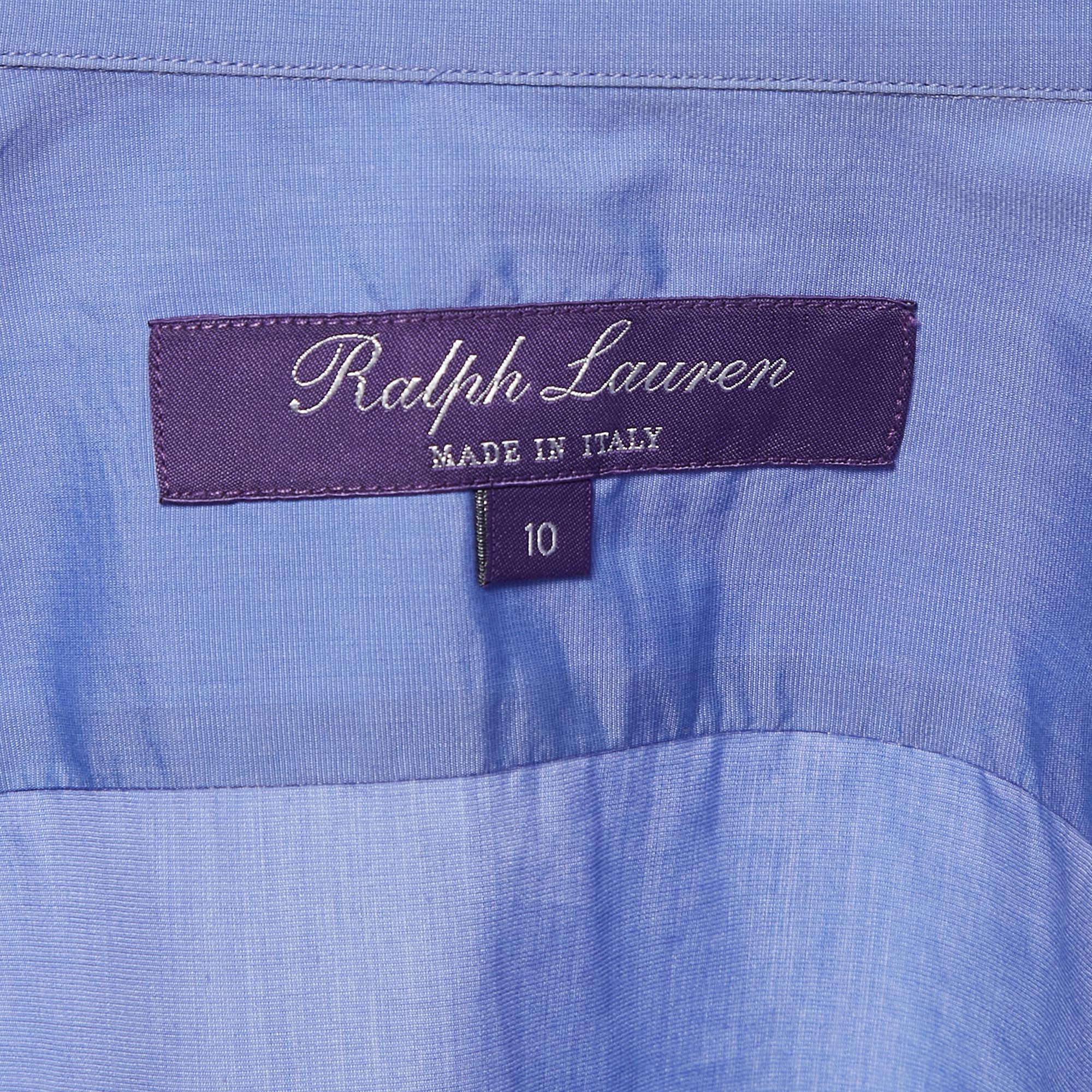 Ralph Lauren Purple Label Blue Cotton Long Sleeve Shirt S 