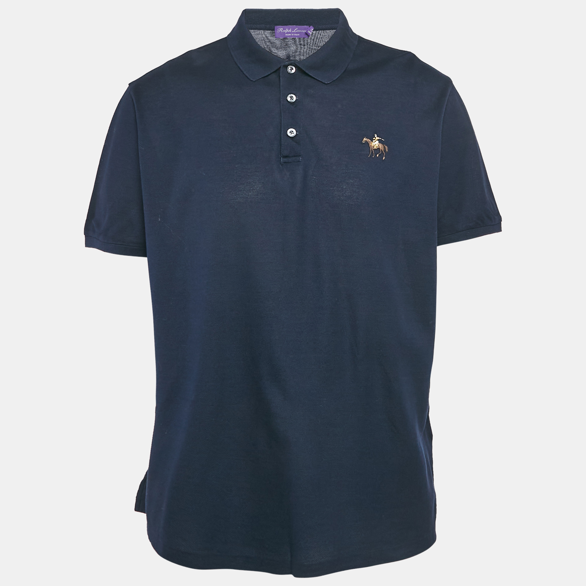 

Ralph Lauren Purple Label Navy Blue Cotton Pique Polo T-Shirt XXL