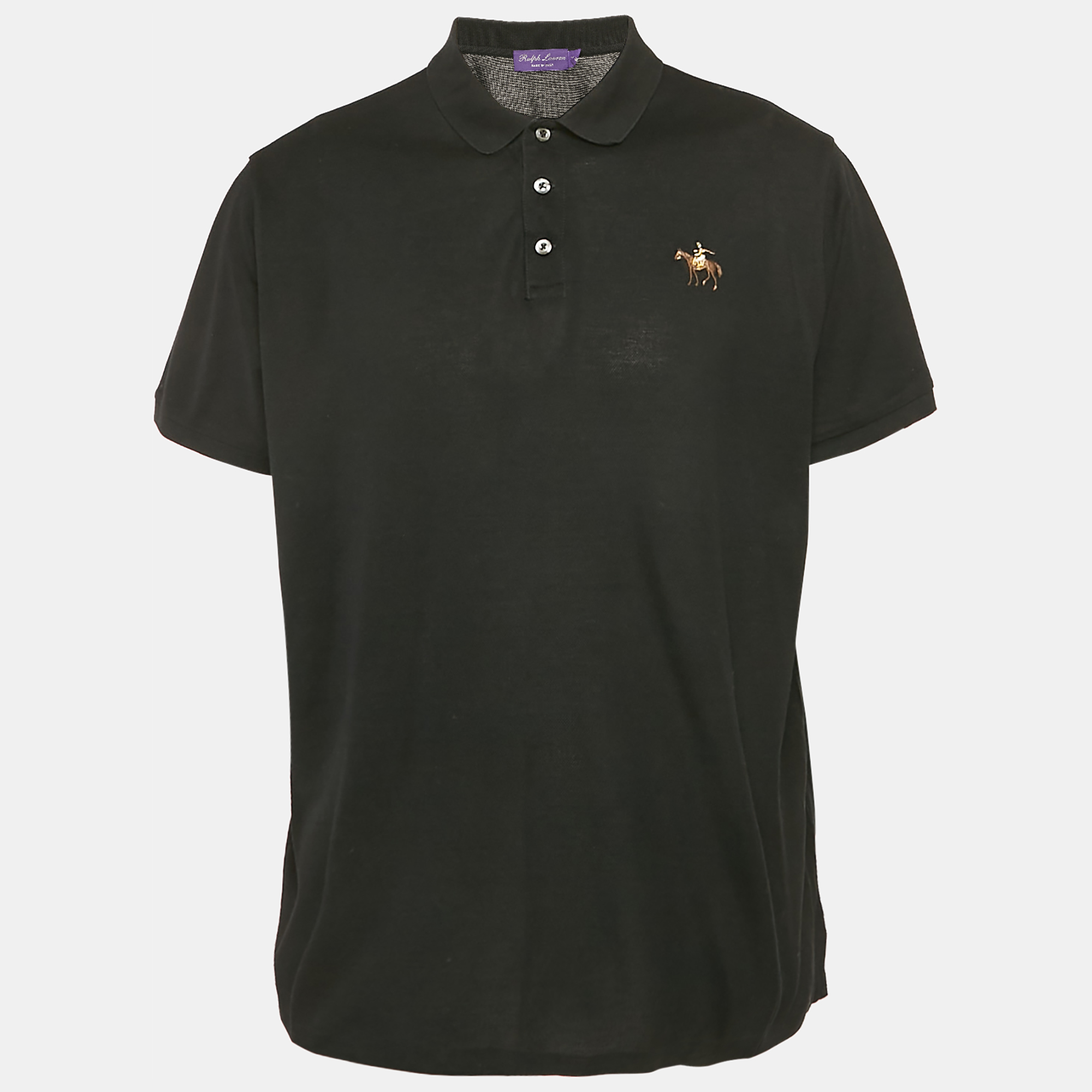 

Ralph Lauren Purple Label Black Pique Cotton Polo T-Shirt XXL