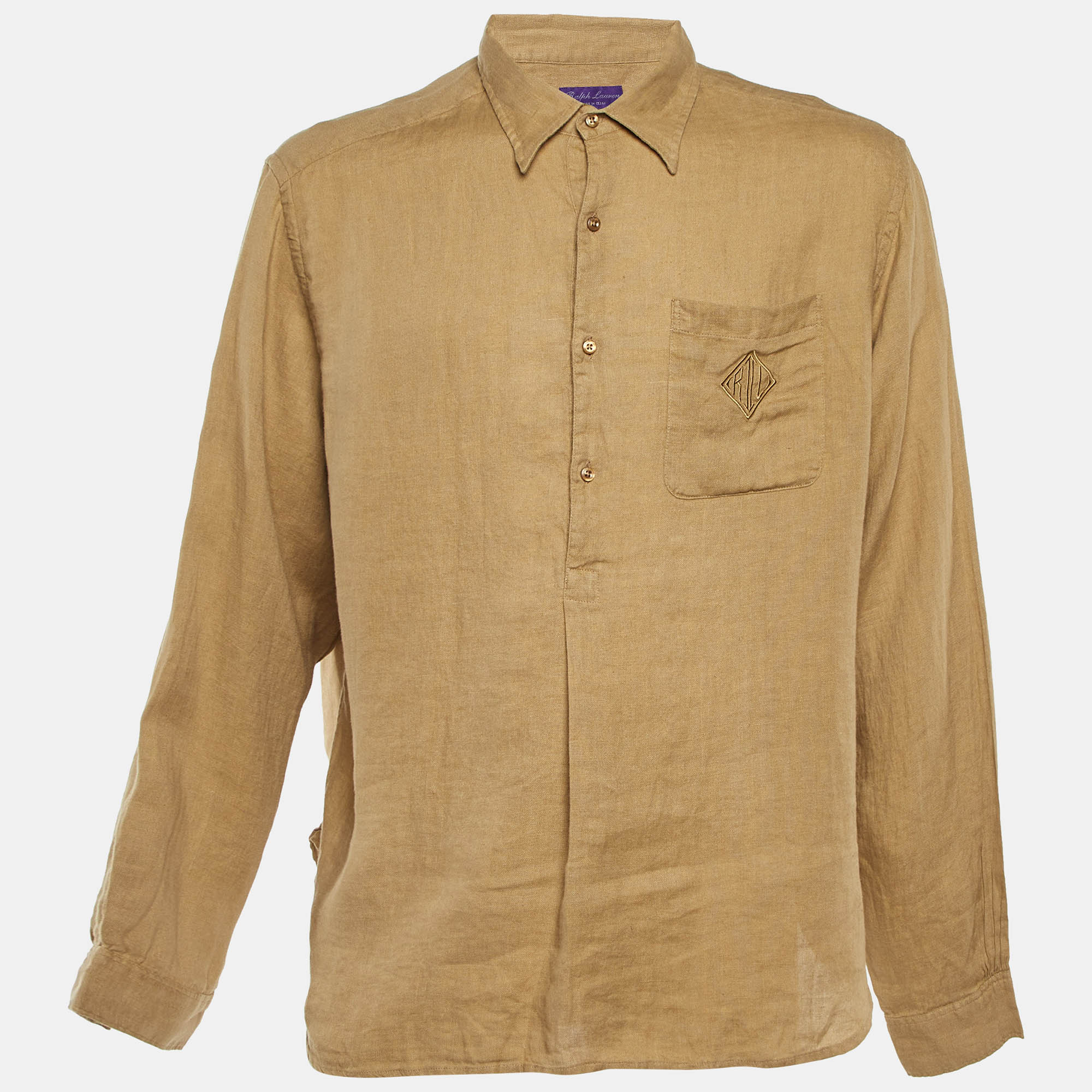 

Ralph Lauren Purple Label Beige Button Front Shirt XL