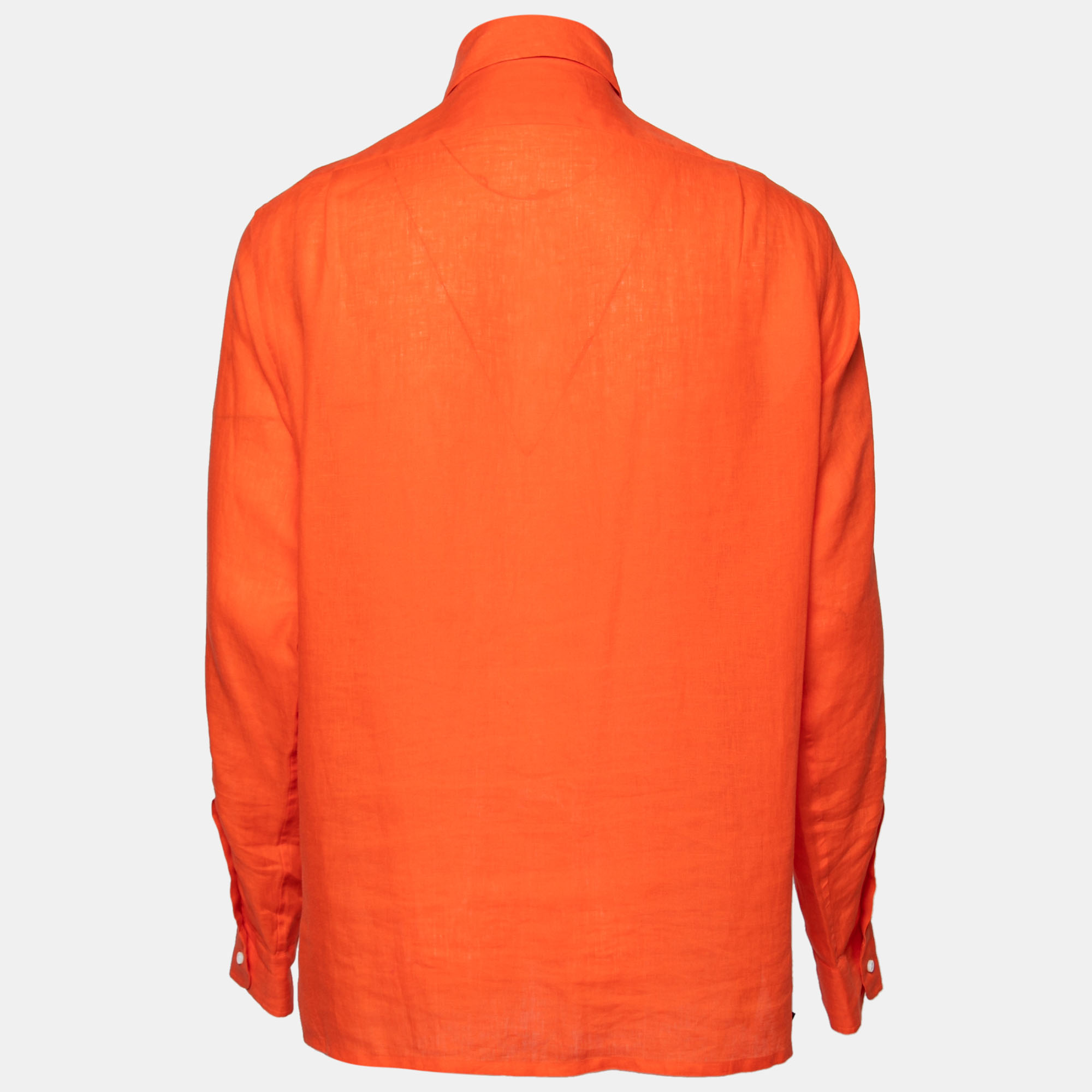 

Ralph Lauren Purple Label Orange Linen Button Front Shirt