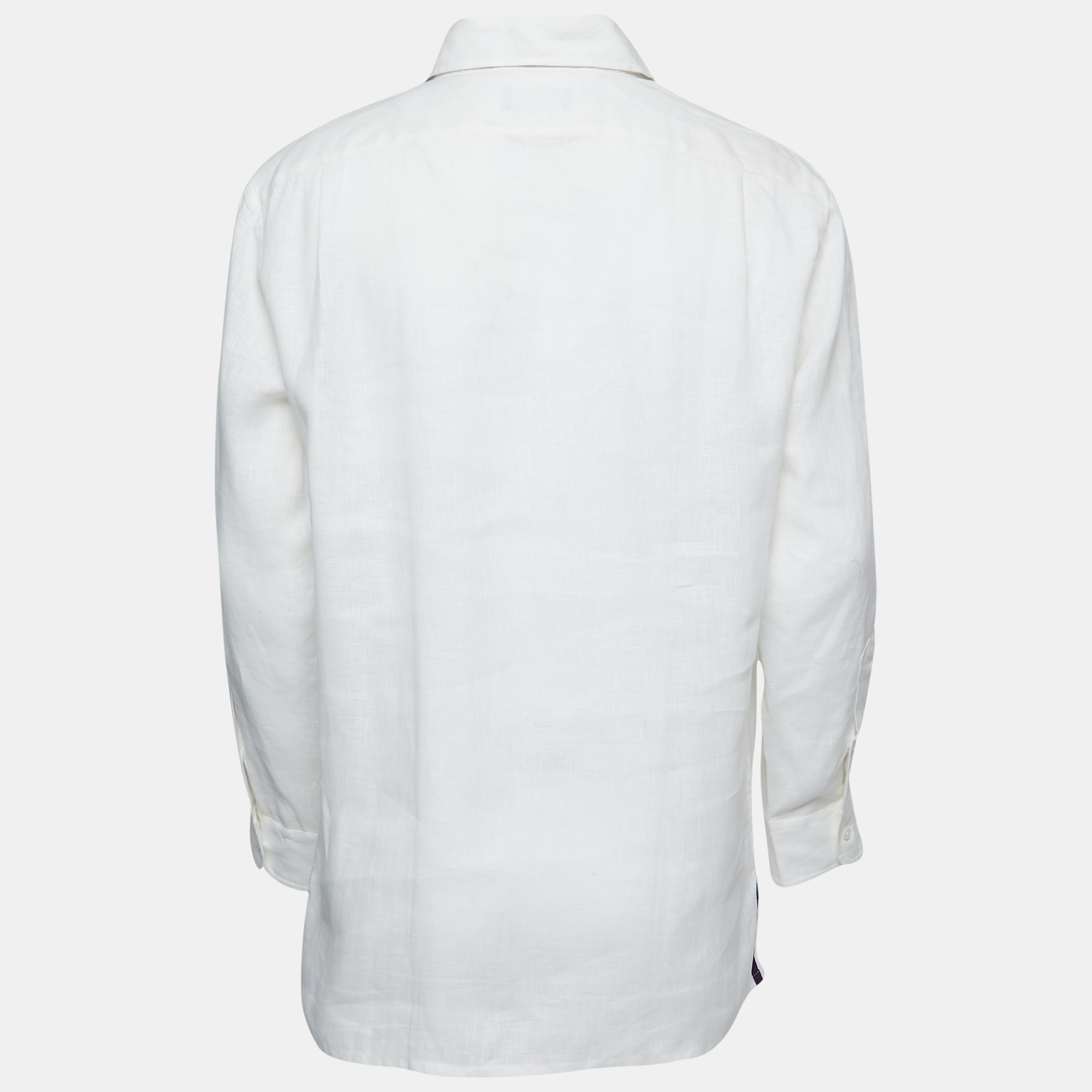 

Ralph Lauren Purple Label Bone White Linen Button Front Shirt