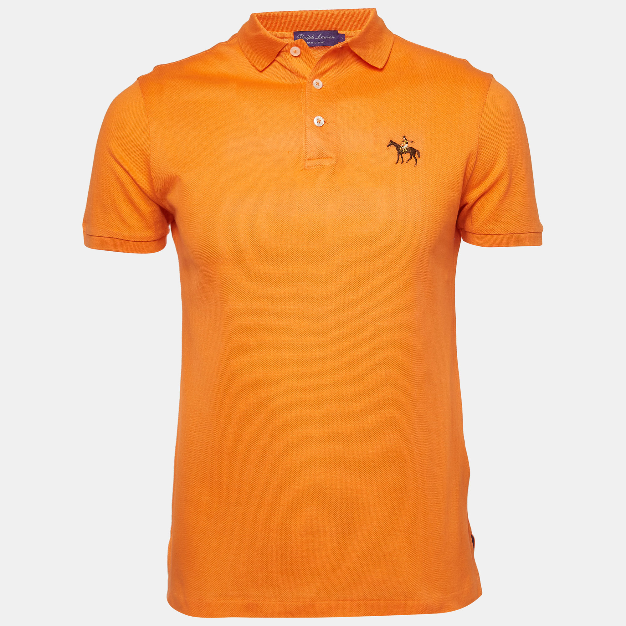 

Ralph Lauren Purple Label Orange Embroidered Cotton Polo T-Shirt S