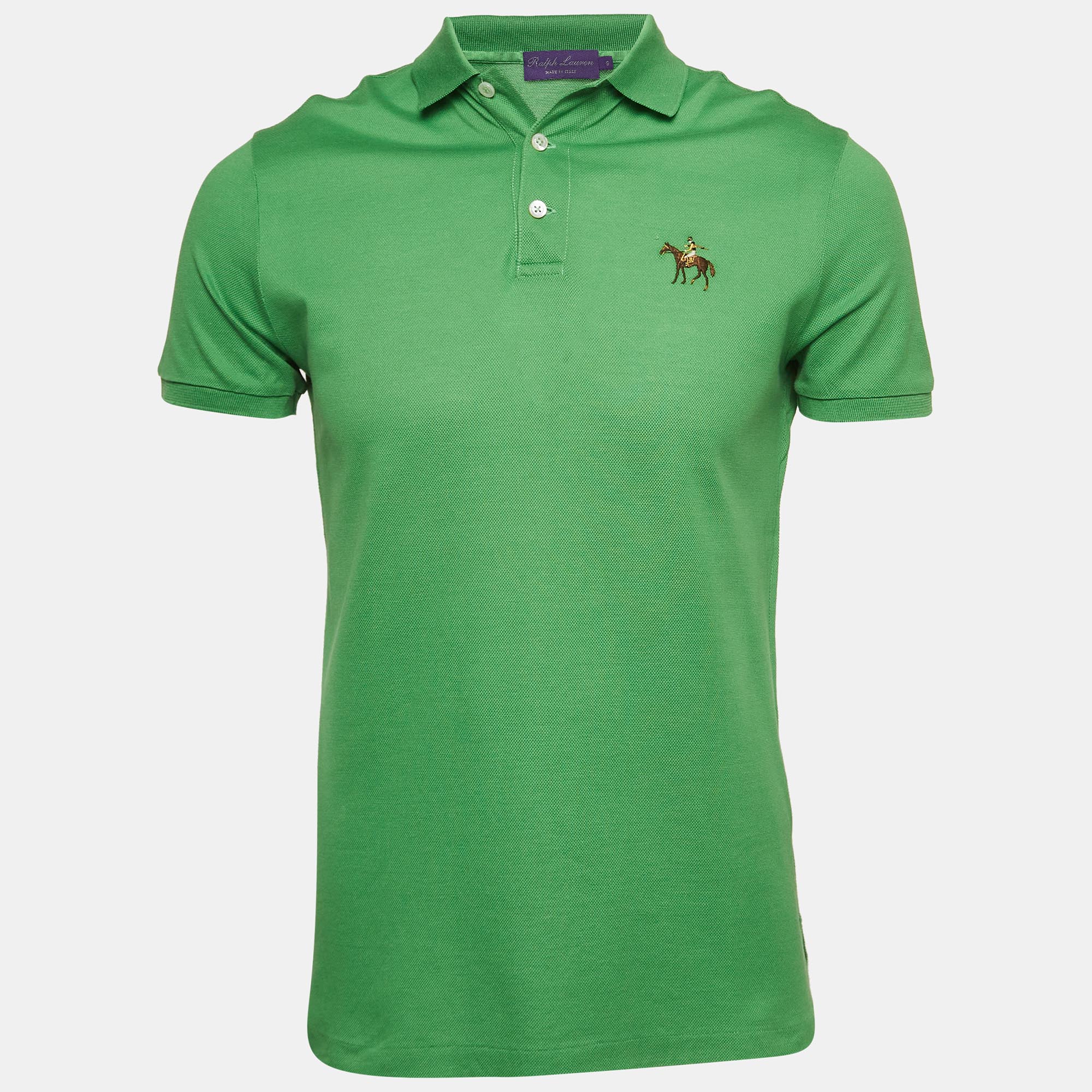 

Ralph Lauren Purple Label Green Embroidered Cotton Polo T-Shirt S