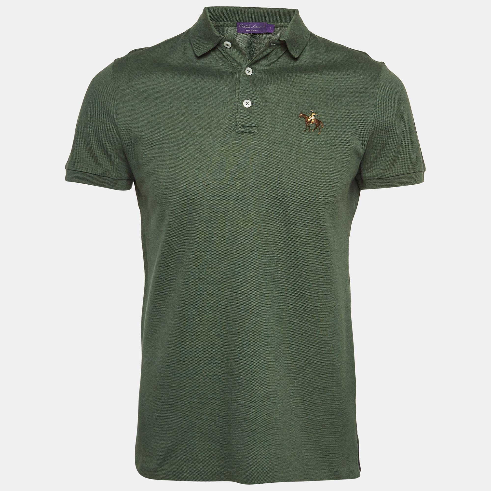 

Ralph Lauren Purple Label Olive Green Cotton Polo T-Shirt S