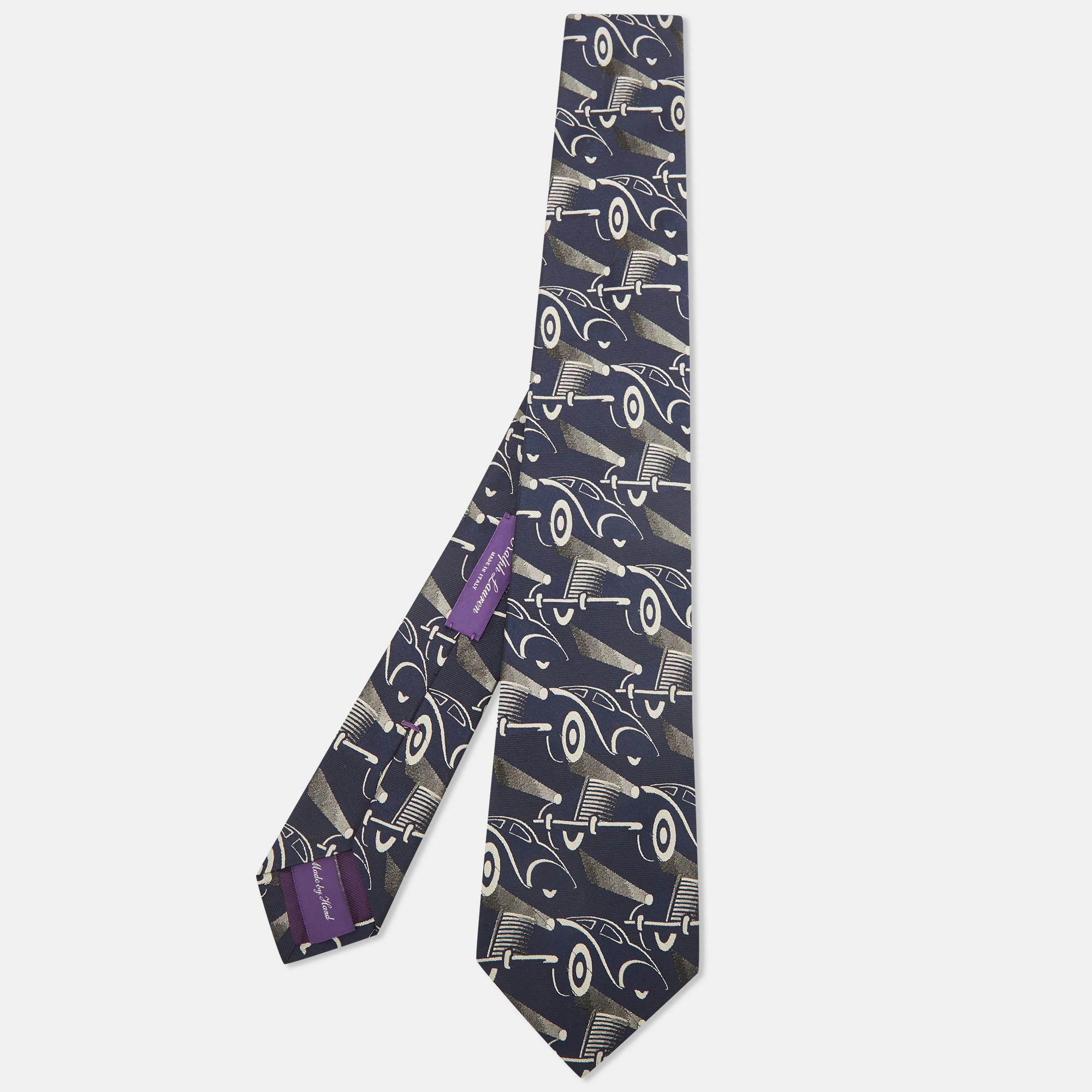 Pre-owned Ralph Lauren Navy Blue Abstract Jacquard Silk Tie