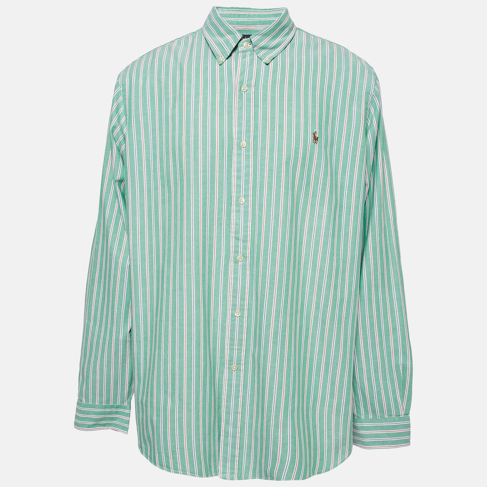 

Ralph Lauren Green Striped Cotton Classic Fit Shirt XXL
