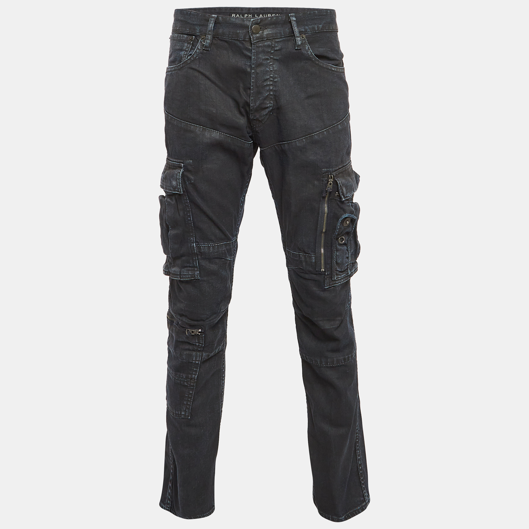 

Ralph Lauren Blue Washed Denim Cargo Jeans M Waist 32"