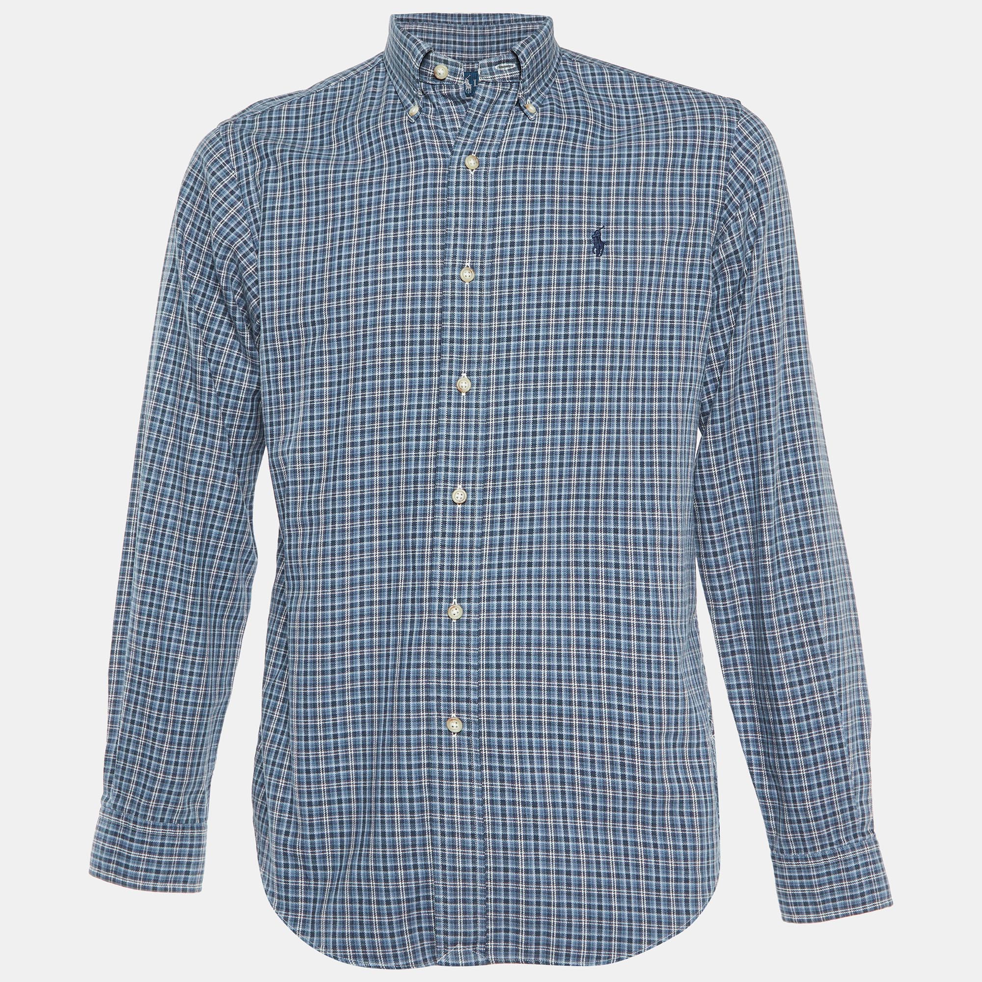 

Ralph Lauren Blue Checked Coton Classic Fit Button Down Shirt S