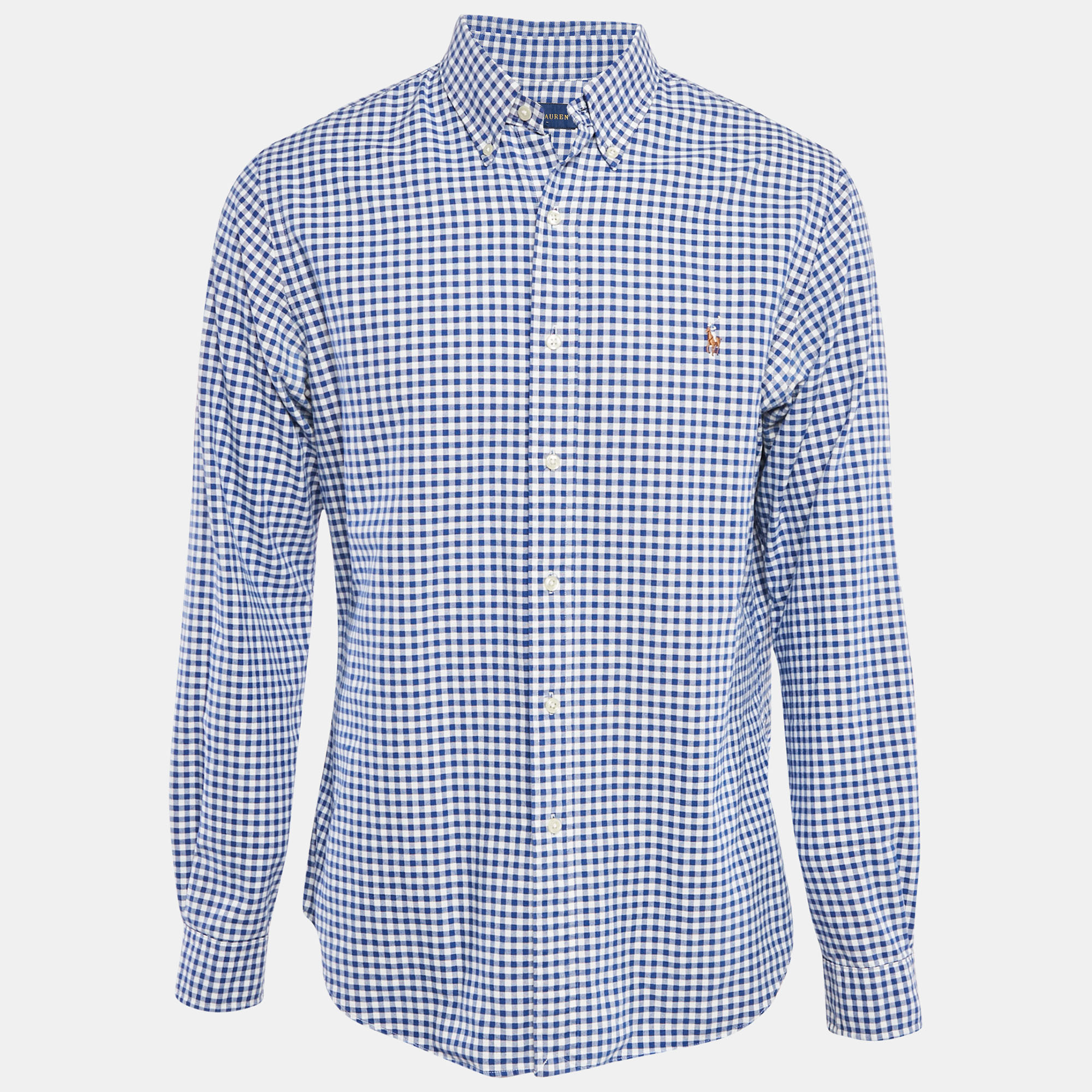 

Ralph Lauren Blue Gingham Cotton Button Down Slim Fit Shirt L