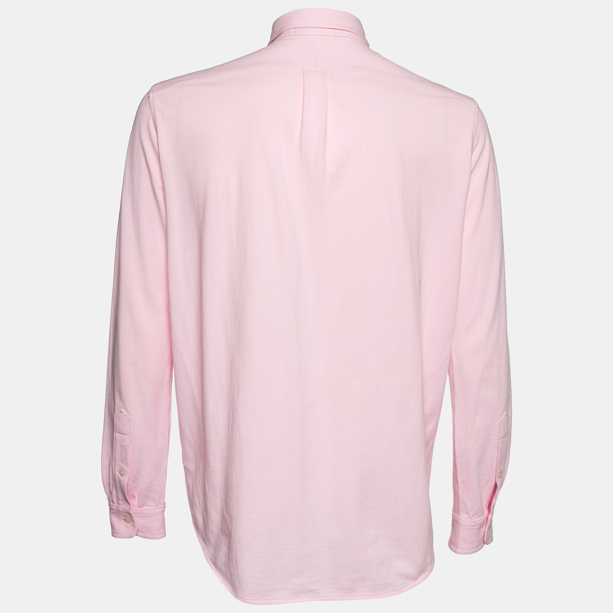 Ralph Lauren Pink Cotton Featherweight Mesh Button Down Shirt L 