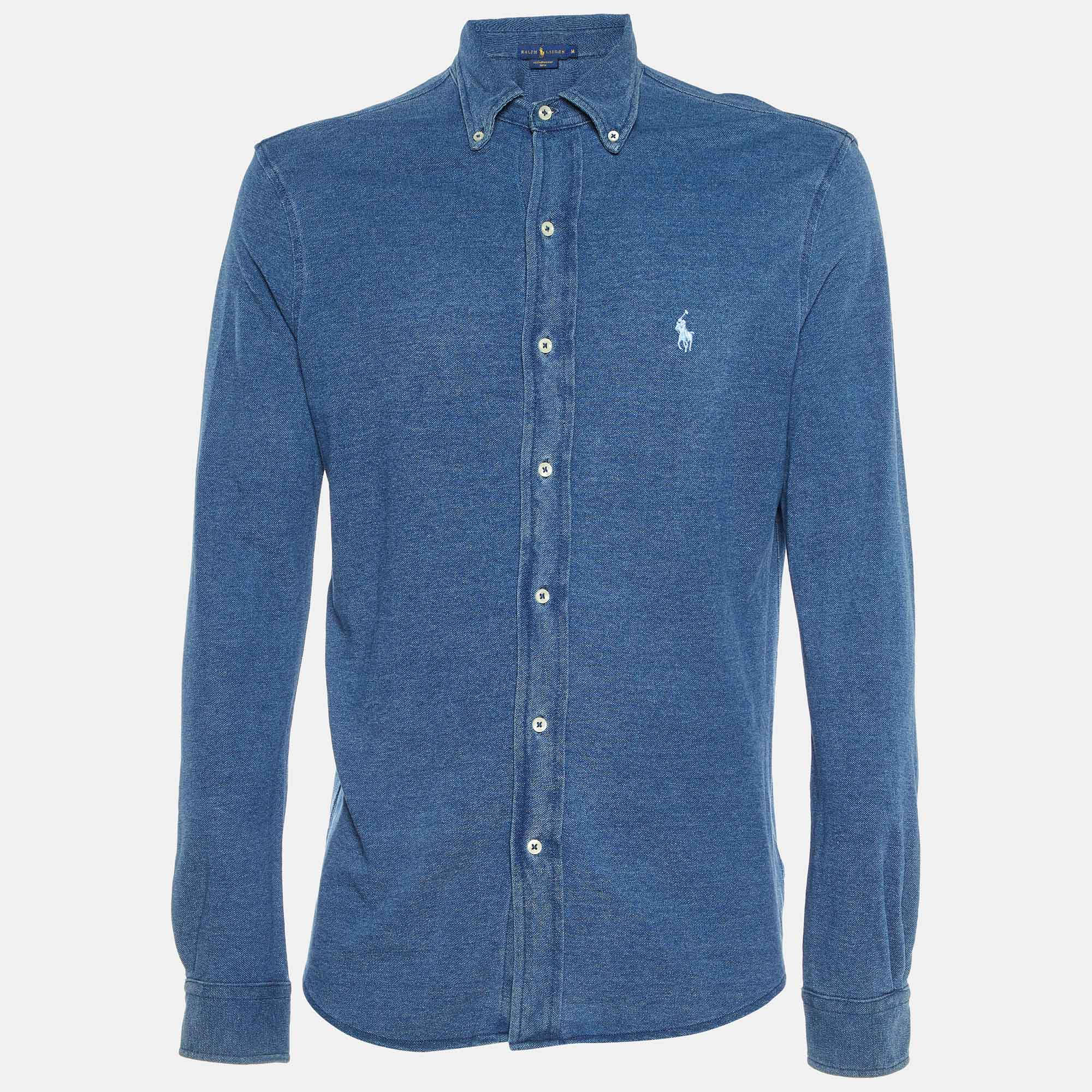 

Ralph Lauren Blue Cotton Featherweight Mesh Button Down Shirt M