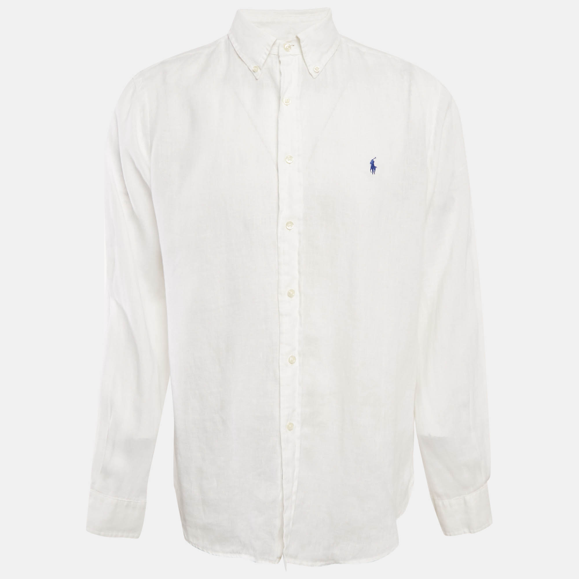 

Ralph Lauren White Linen Button Front Shirt L