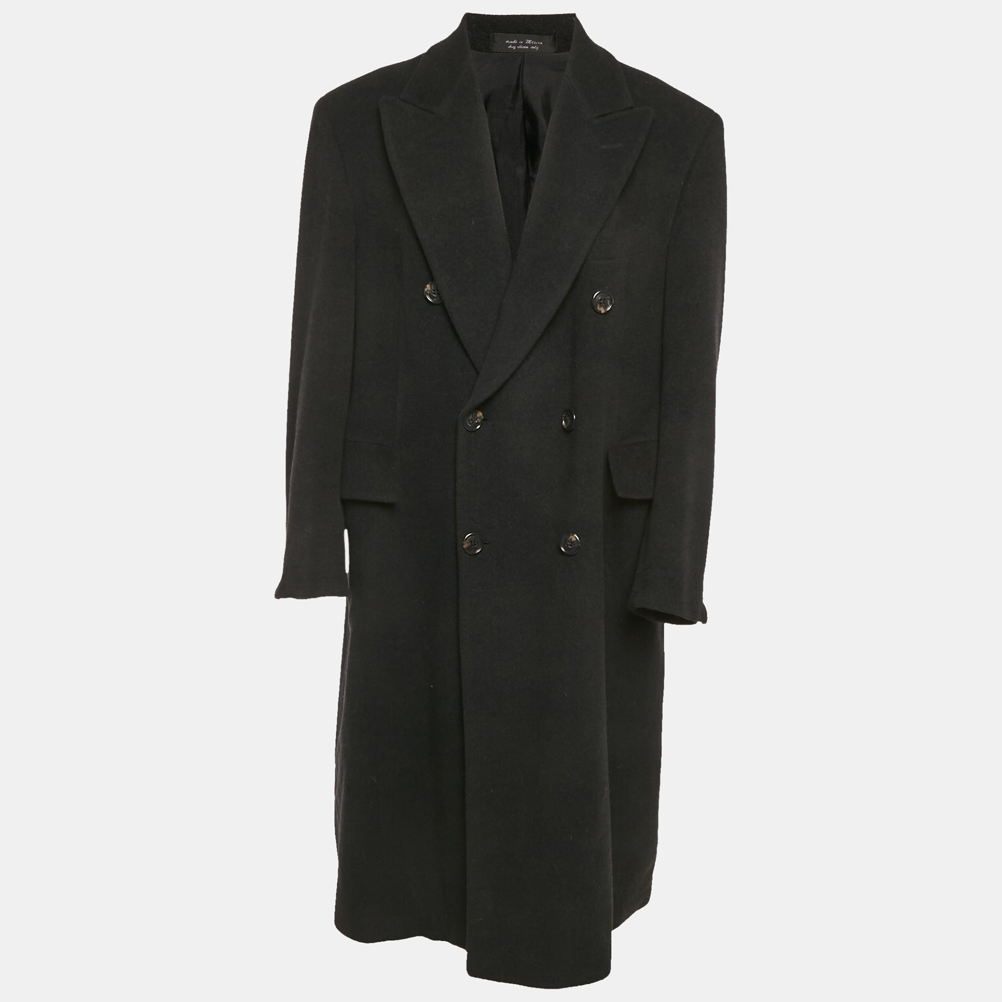 

Chaps Ralph Lauren Vintage Black Wool Felt Double Breasted Coat XXL