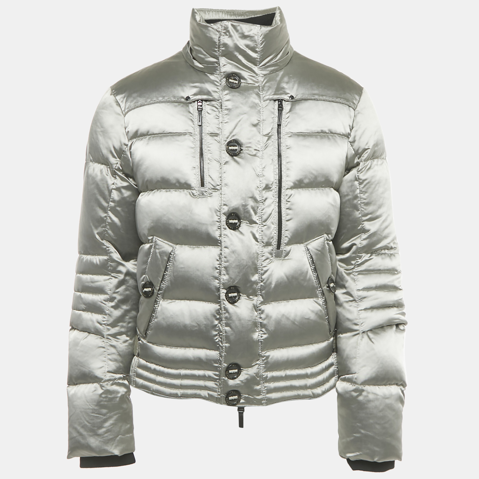 

Ralph Lauren Black Label Silver Satin Quilted Down Jacket L