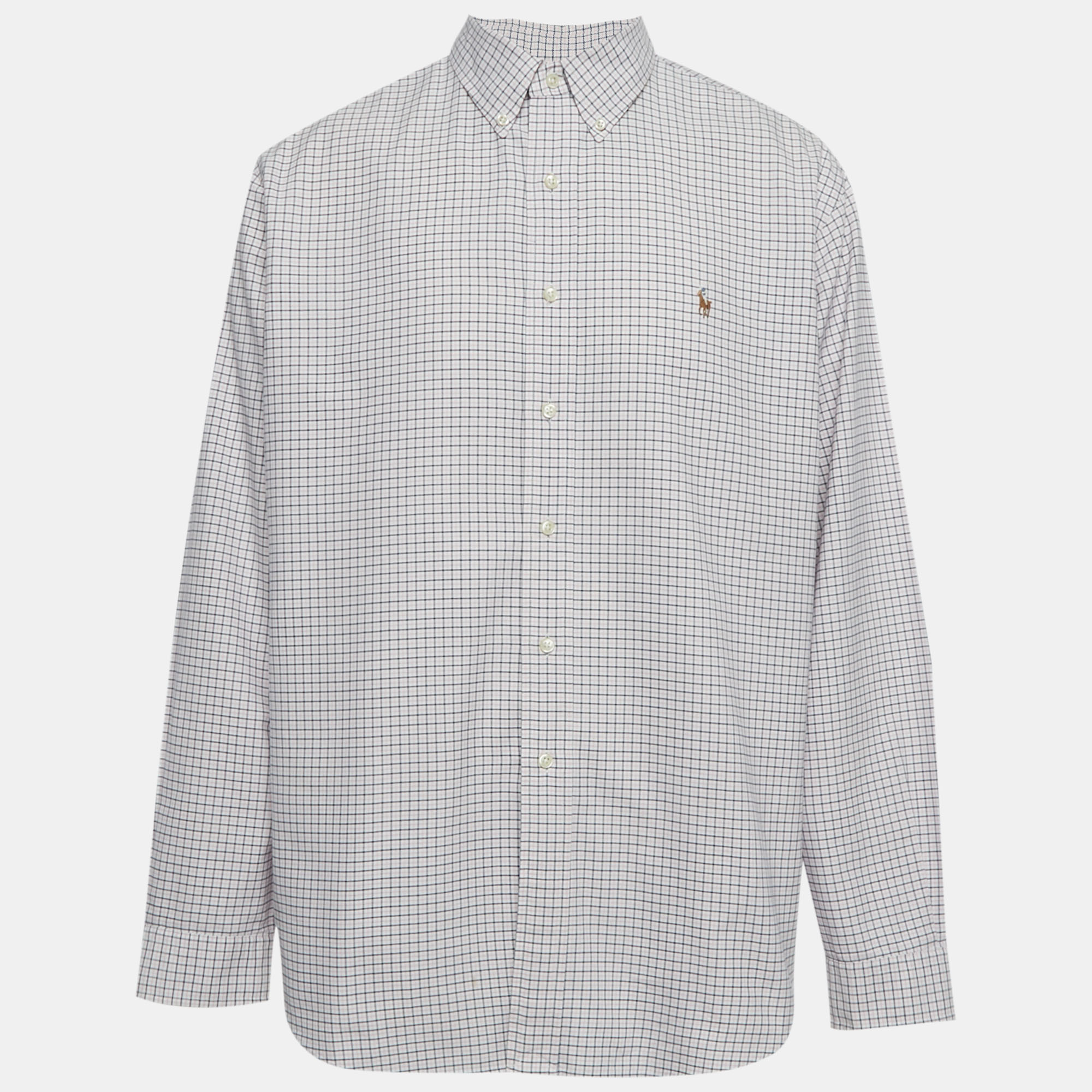 

Ralph Lauren Navy Blue/Pink Checkered Cotton Regular Fit Shirt XL