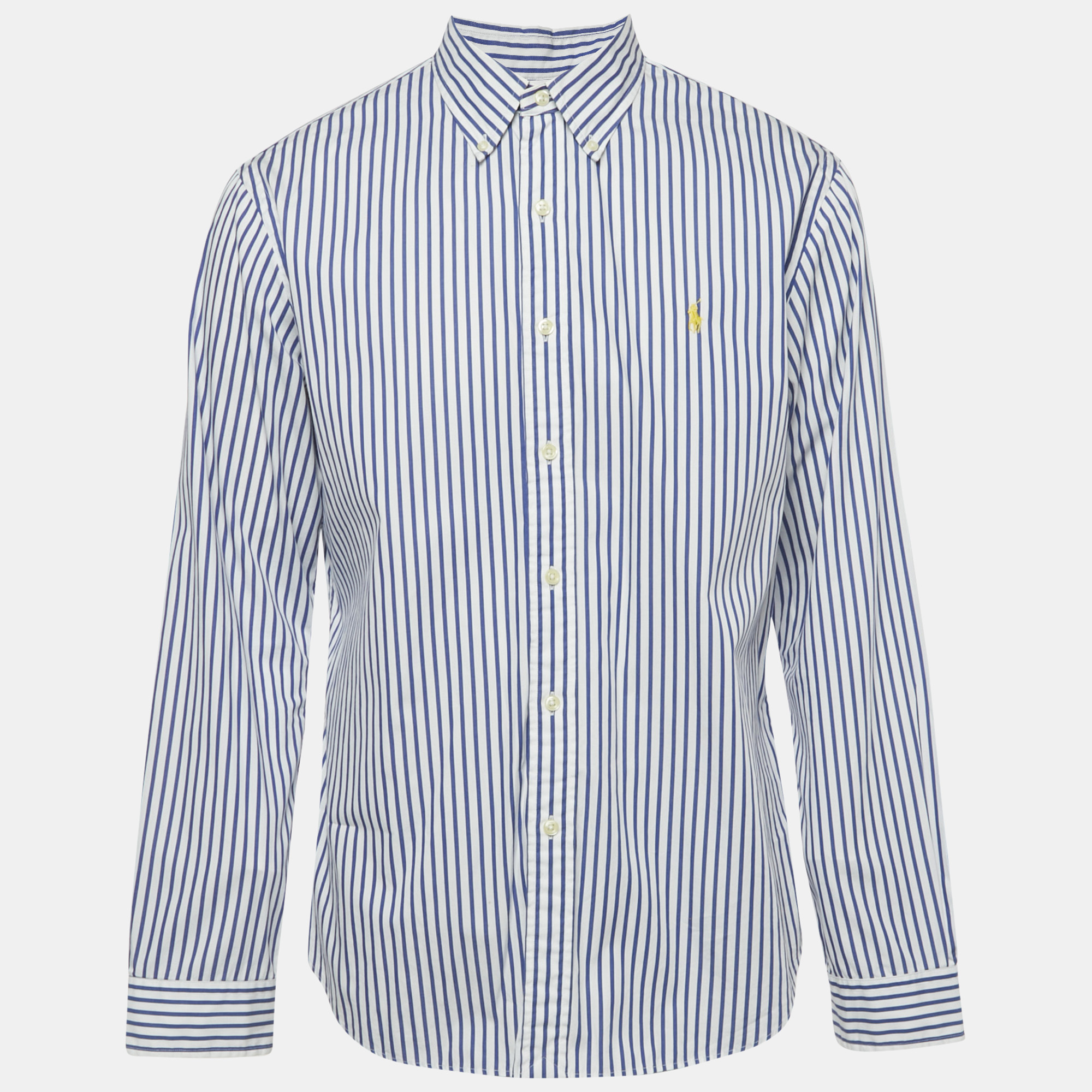 

Ralph Lauren White /Blue Striped Cotton Slim Fit Shirt XL