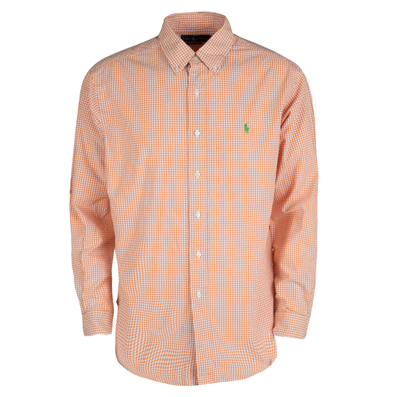 ralph lauren orange check shirt