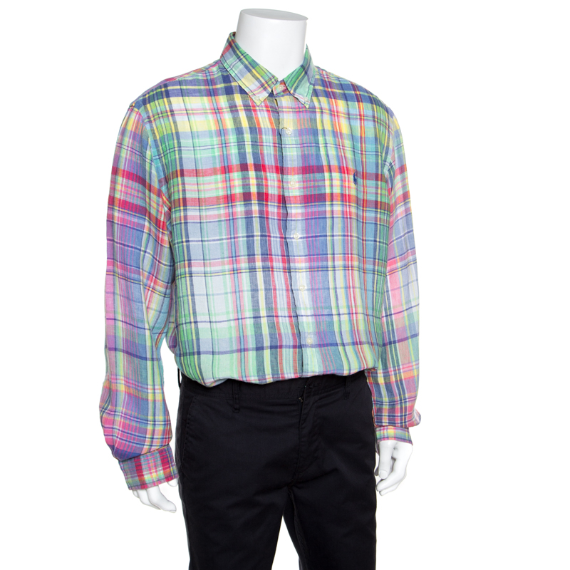 

Ralph Lauren Multicolor Checked Ocean Wash Linen Slim Fit Shirt