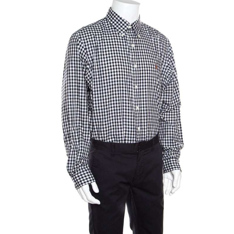 

Ralph Lauren Monochrome Gingham Checked Cotton Button Down Shirt XL, Multicolor