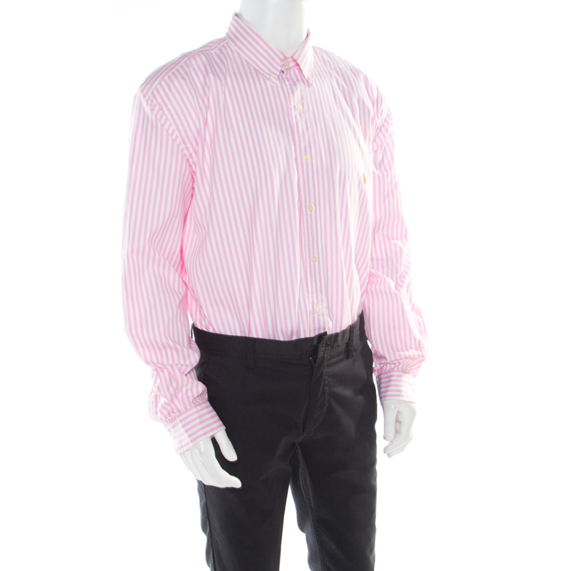 

Ralph Lauren Pink Striped Cotton Logo Embroidered Oxford Shirt 2XB