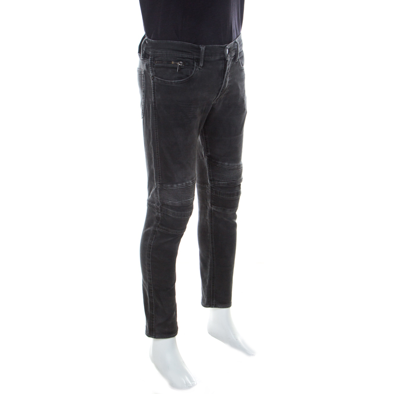 

Ralph Lauren Charcoal Grey Denim Slim Fit Piston Moto Jeans