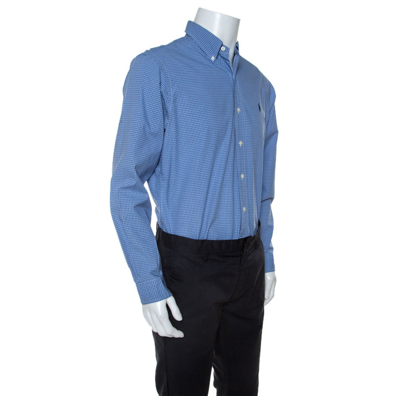 

Ralph Lauren Blue Checked Cotton Button Down Collar Shirt
