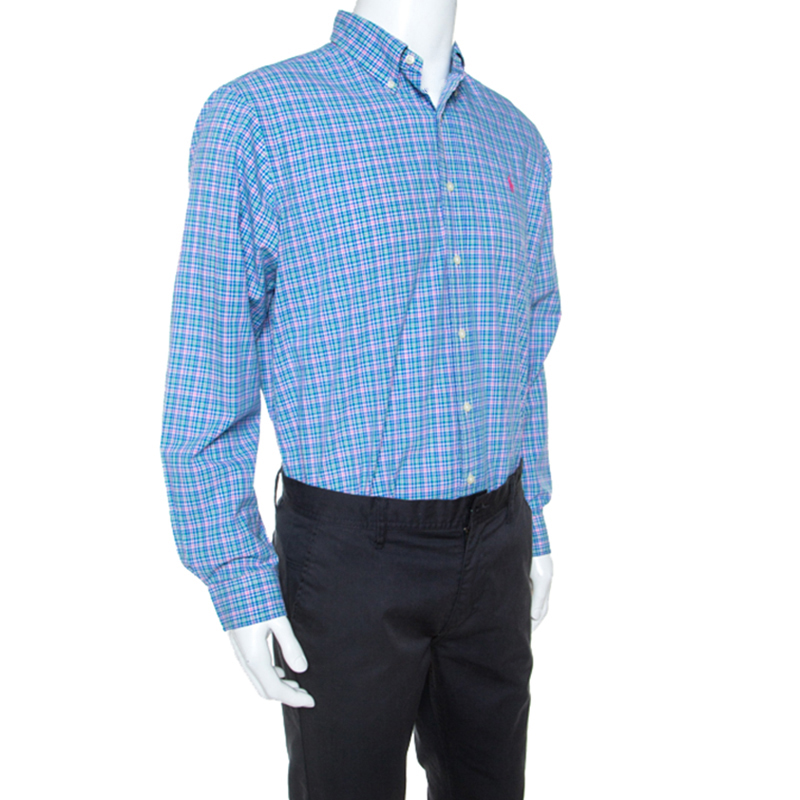 

Ralph Lauren Blue Plaid Cotton Button Down Collar Shirt