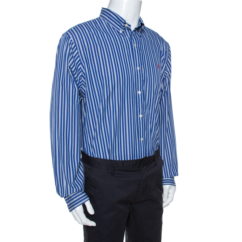 

Ralph Lauren Blue Striped Cotton Custom Fit Shirt