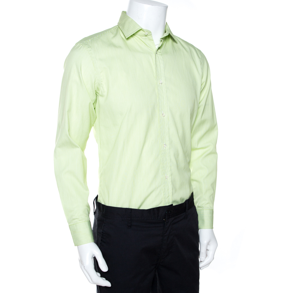 

Ralph Lauren Green & White Striped Cotton Tailored Fit Shirt