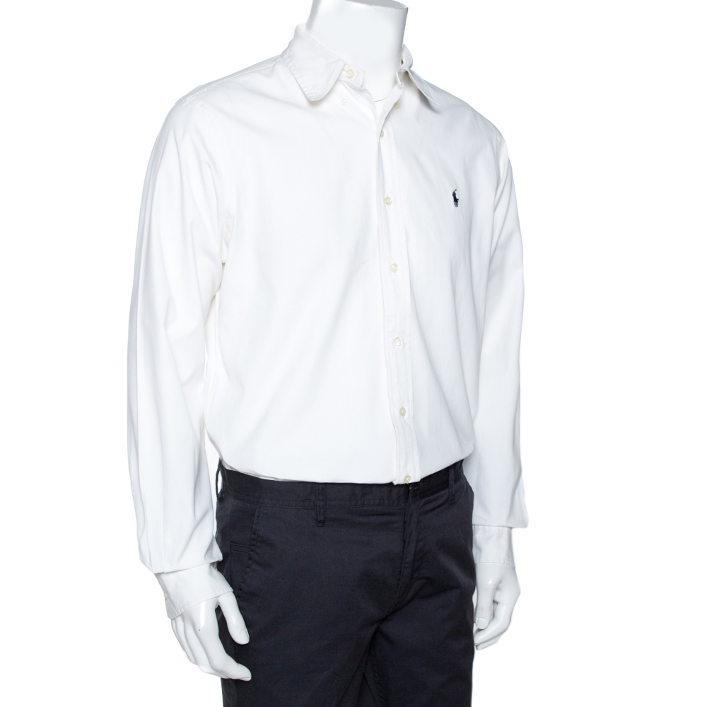 

Ralph Lauren White Cotton Button Down Custom Fit Shirt